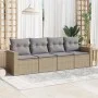Gartensitzgruppe mit 4-teiligen Sofas und Kissen aus synthetischem Rattan in Beige. von , Gartensets - Ref: Foro24-3218669, P...