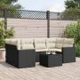 Set de comedor de jardín 7 pzas y cojines ratán sintético negro de , Conjuntos de jardín - Ref: Foro24-3218706, Precio: 433,2...