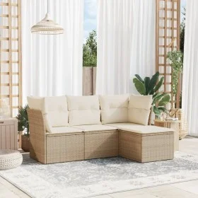 Gartensitzgruppe mit 4-teiligen Sofas und Kissen aus synthetischem Rattan in Beige. von , Gartensets - Ref: Foro24-3217538, P...