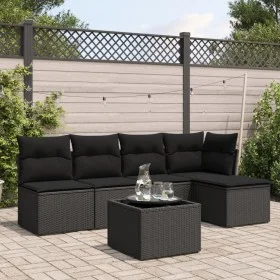 Set de sofás de jardín 6 piezas y cojines ratán sintético negro de , Conjuntos de jardín - Ref: Foro24-3217525, Precio: 347,6...