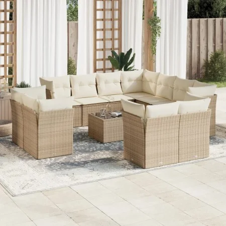 Set de sofás de jardín 12 pzas y cojines ratán sintético marrón by , Garden sets - Ref: Foro24-3218518, Price: 906,27 €, Disc...