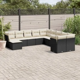 Set de sofás de jardín 11 pzas y cojines ratán sintético negro by , Garden sets - Ref: Foro24-3250445, Price: 628,47 €, Disco...