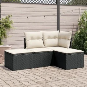 Juego de sofás jardín 4 pzas con cojines ratán sintético negro by , Garden sets - Ref: Foro24-3217476, Price: 208,57 €, Disco...