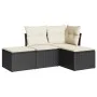 Juego de sofás jardín 4 pzas con cojines ratán sintético negro by , Garden sets - Ref: Foro24-3217476, Price: 208,57 €, Disco...