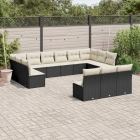 Set de sofás de jardín y cojines 13 pzas ratán sintético negro by , Garden sets - Ref: Foro24-3218386, Price: 700,03 €, Disco...