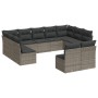 Gartensofagarnitur 11-teilig mit grauen Kissen aus synthetischem Rattan. von , Gartensets - Ref: Foro24-3218350, Preis: 605,3...