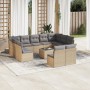 Set de sofás de jardín 12 pzas y cojines ratán sintético marrón by , Garden sets - Ref: Foro24-3218359, Price: 643,47 €, Disc...