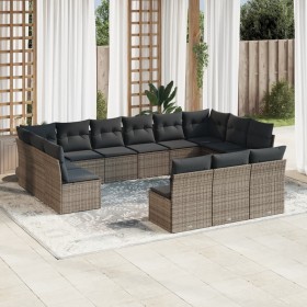 Set sofás de jardín con cojines 13 piezas ratán sintético gris de , Conjuntos de jardín - Ref: Foro24-3218390, Precio: 717,00...