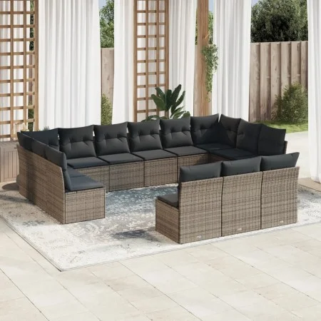 Set sofás de jardín con cojines 13 piezas ratán sintético gris by , Garden sets - Ref: Foro24-3218390, Price: 706,36 €, Disco...