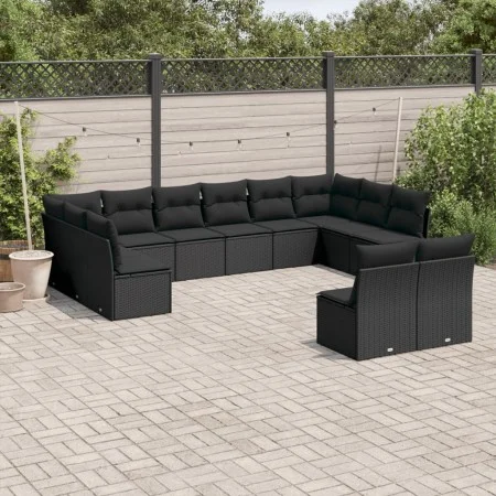 Set de sofás de jardín 12 piezas cojines ratán sintético negro by , Garden sets - Ref: Foro24-3218365, Price: 724,04 €, Disco...