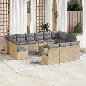 Set sofás de jardín 14 pzas con cojines ratán sintético beige by , Garden sets - Ref: Foro24-3218399, Price: 856,16 €, Discou...