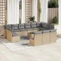Set sofás de jardín 14 pzas con cojines ratán sintético beige by , Garden sets - Ref: Foro24-3218399, Price: 856,16 €, Discou...