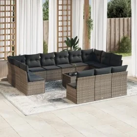 Gartensofa-Set, 14-teilig, mit grauen Polstern aus synthetischem Rattan von , Gartensets - Ref: Foro24-3218400, Preis: 810,91...