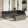 Gartensofa-Set, 14-teilig, mit grauen Polstern aus synthetischem Rattan von , Gartensets - Ref: Foro24-3218400, Preis: 810,91...