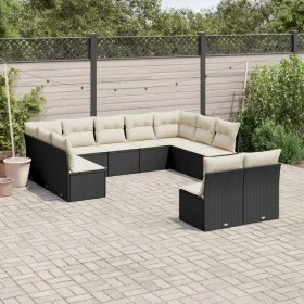 Gartensofagarnitur 11-teilig mit schwarzen Kissen aus synthetischem Rattan von , Gartensets - Ref: Foro24-3218346, Preis: 592...
