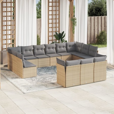 Set sofás de jardín con cojines 13 pzas ratán sintético beige by , Garden sets - Ref: Foro24-3218449, Price: 769,78 €, Discou...