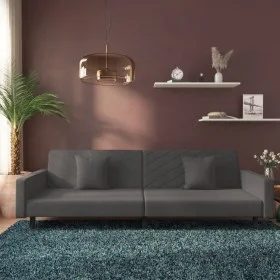 Sofá cama de 2 plazas con dos almohadas terciopelo gris oscuro by , Sofas - Ref: Foro24-375919, Price: 270,27 €, Discount: %
