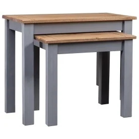 Stackable tables 2 units solid pine wood Panama Range gray by vidaXL, Side tables - Ref: Foro24-282677, Price: 74,86 €, Disco...