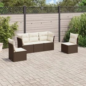 Set comedor de jardín 5 piezas y cojines ratán sintético marrón by , Garden sets - Ref: Foro24-3217353, Price: 338,16 €, Disc...