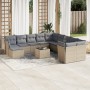 Set de sofás de jardín 12 pzas y cojines ratán sintético marrón by , Garden sets - Ref: Foro24-3250458, Price: 773,21 €, Disc...