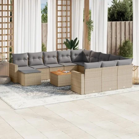 Set sofás de jardín con cojines 13 pzas ratán sintético beige by , Modular outdoor sofas - Ref: Foro24-3224428, Price: 812,66...