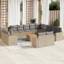 Set sofás de jardín 14 pzas con cojines ratán sintético beige by , Modular outdoor sofas - Ref: Foro24-3224400, Price: 919,79...