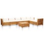 Muebles de jardín 8 pzas y cojines madera acacia blanco crema de , Conjuntos de jardín - Ref: Foro24-46680, Precio: 1,00 €, D...