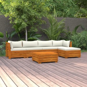 Muebles de jardín 6 piezas con cojines madera maciza de acacia de , Conjuntos de jardín - Ref: Foro24-3087301, Precio: 858,77...