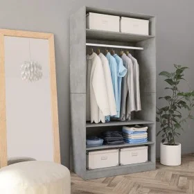 Armario de madera contrachapada gris hormigón 100x50x200 cm de , Armarios roperos - Ref: Foro24-800229, Precio: 168,72 €, Des...
