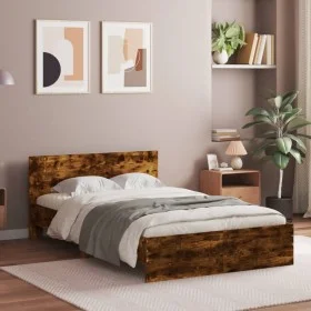Bed frame with smoked oak headboard 135x190 cm by , Beds and slatted bases - Ref: Foro24-3207508, Price: 150,65 €, Discount: %