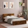 Bed frame with smoked oak headboard 135x190 cm by , Beds and slatted bases - Ref: Foro24-3207508, Price: 150,65 €, Discount: %