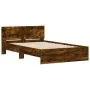Bed frame with smoked oak headboard 135x190 cm by , Beds and slatted bases - Ref: Foro24-3207508, Price: 150,65 €, Discount: %