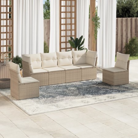 Juego de sofás jardín con cojines 6 pzas ratán sintético beige de , Conjuntos de jardín - Ref: Foro24-3217368, Precio: 376,25...