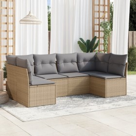 Garden sofa set with cushions 6 pieces beige synthetic rattan by , Garden sets - Ref: Foro24-3217389, Price: 336,33 €, Discou...