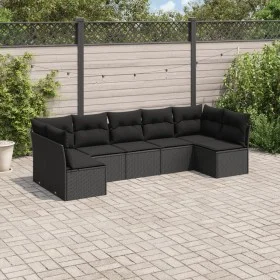 7-piece garden dining set and black synthetic rattan cushions by , Garden sets - Ref: Foro24-3217425, Price: 420,18 €, Discou...