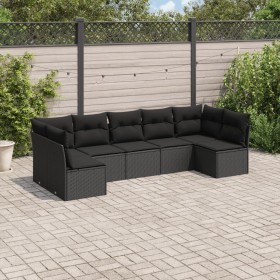 7-teiliges Garten-Essset und schwarze Kissen aus synthetischem Rattan von , Gartensets - Ref: Foro24-3217425, Preis: 419,76 €...