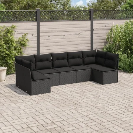 7-piece garden dining set and black synthetic rattan cushions by , Garden sets - Ref: Foro24-3217425, Price: 420,18 €, Discou...