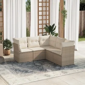 Juego de sofás jardín con cojines 5 pzas ratán sintético beige de , Conjuntos de jardín - Ref: Foro24-3217618, Precio: 365,71...