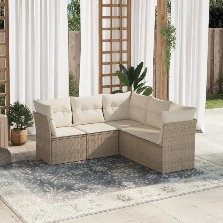 Juego de sofás jardín con cojines 5 pzas ratán sintético beige de , Conjuntos de jardín - Ref: Foro24-3217618, Precio: 366,85...