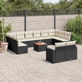 Garden sofa and cushion set 13 pieces black synthetic rattan by , Modular outdoor sofas - Ref: Foro24-3224355, Price: 763,12 ...