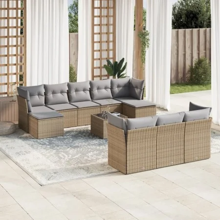 Garden sofa set with beige cushions 10 pieces synthetic rattan by , Garden sets - Ref: Foro24-3218329, Price: 571,25 €, Disco...