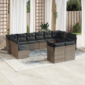12-teiliges Gartensofa-Set mit grauen synthetischen Rattankissen von , Gartensets - Ref: Foro24-3218430, Preis: 686,89 €, Rab...