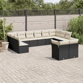 Gartensofa-Set 12-teilig mit schwarzen synthetischen Rattankissen von , Gartensets - Ref: Foro24-3218426, Preis: 682,73 €, Ra...
