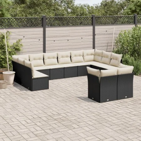Garden sofa set 12 pieces with black synthetic rattan cushions by , Garden sets - Ref: Foro24-3218426, Price: 682,73 €, Disco...