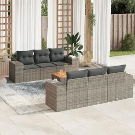7-piece garden sofa set with gray PE rattan cushions by , Garden sets - Ref: Foro24-3257670, Price: 489,26 €, Discount: %