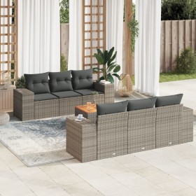 7-teiliges Gartensofa-Set mit grauen PE-Rattan-Kissen von , Gartensets - Ref: Foro24-3257670, Preis: 480,36 €, Rabatt: %