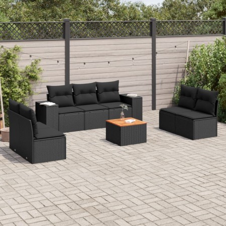 8-piece garden sofa set and black synthetic rattan cushions by , Garden sets - Ref: Foro24-3257728, Price: 485,73 €, Discount: %