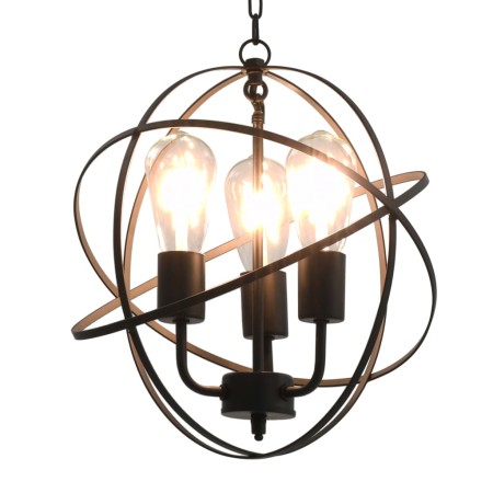 Schwarze kugelförmige Pendelleuchte mit 3 E27-Glühbirnen von vidaXL, Lampen - Ref: Foro24-281626, Preis: 77,17 €, Rabatt: %