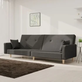 2-Sitzer-Schlafsofa mit zwei Kissen aus dunkelgrauem Stoff von , Sofas - Ref: Foro24-375742, Preis: 277,94 €, Rabatt: %