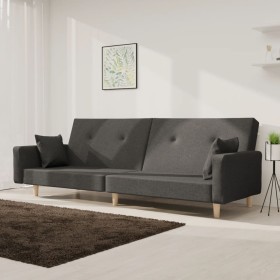 Sofá cama de 2 plazas con dos almohadas tela gris oscuro de , Sofás - Ref: Foro24-375742, Precio: 282,83 €, Descuento: %